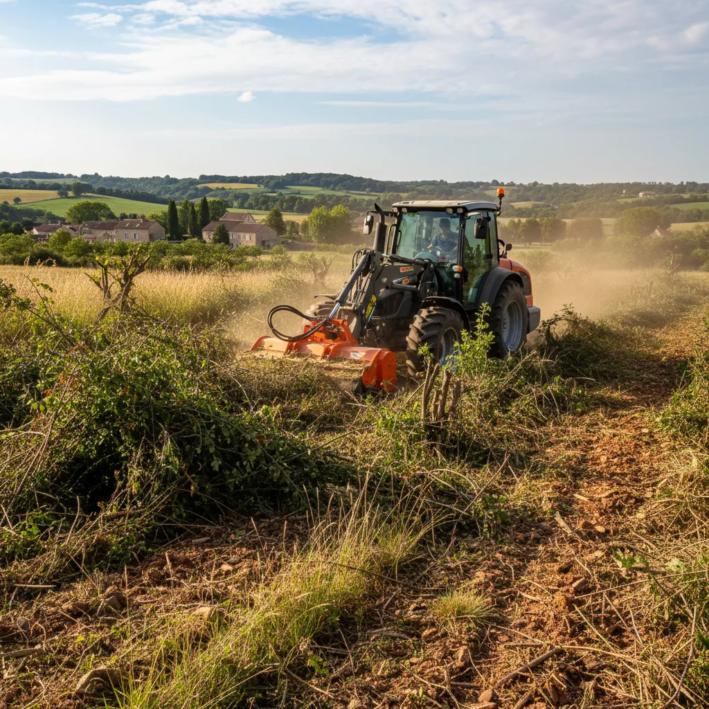 Land clearing of an overgrown plot in Charente