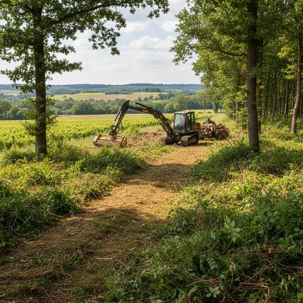 Undergrowth maintenance and thinning in Charente