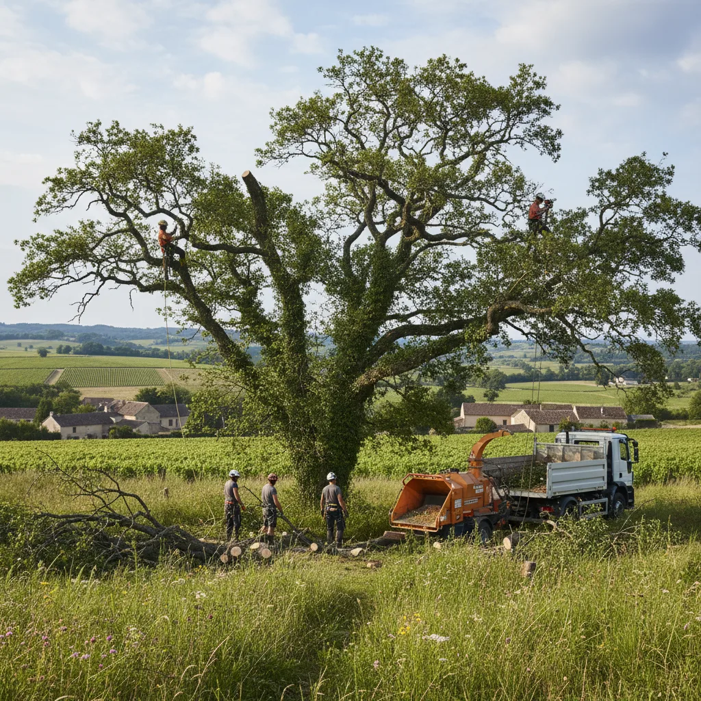 Tree pruning at height in Charente